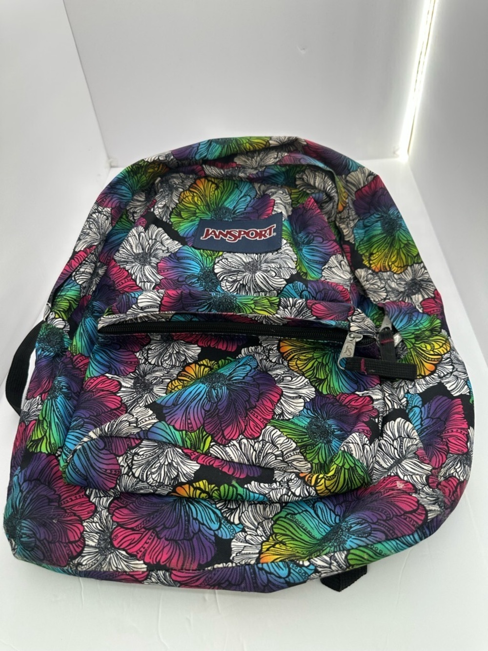 Jansport Rainbow Floral Backpack with Multicolor Blooms